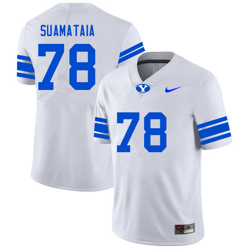 Men #78 Kingsley Suamataia BYU Cougars College Football Jerseys Sale-White
